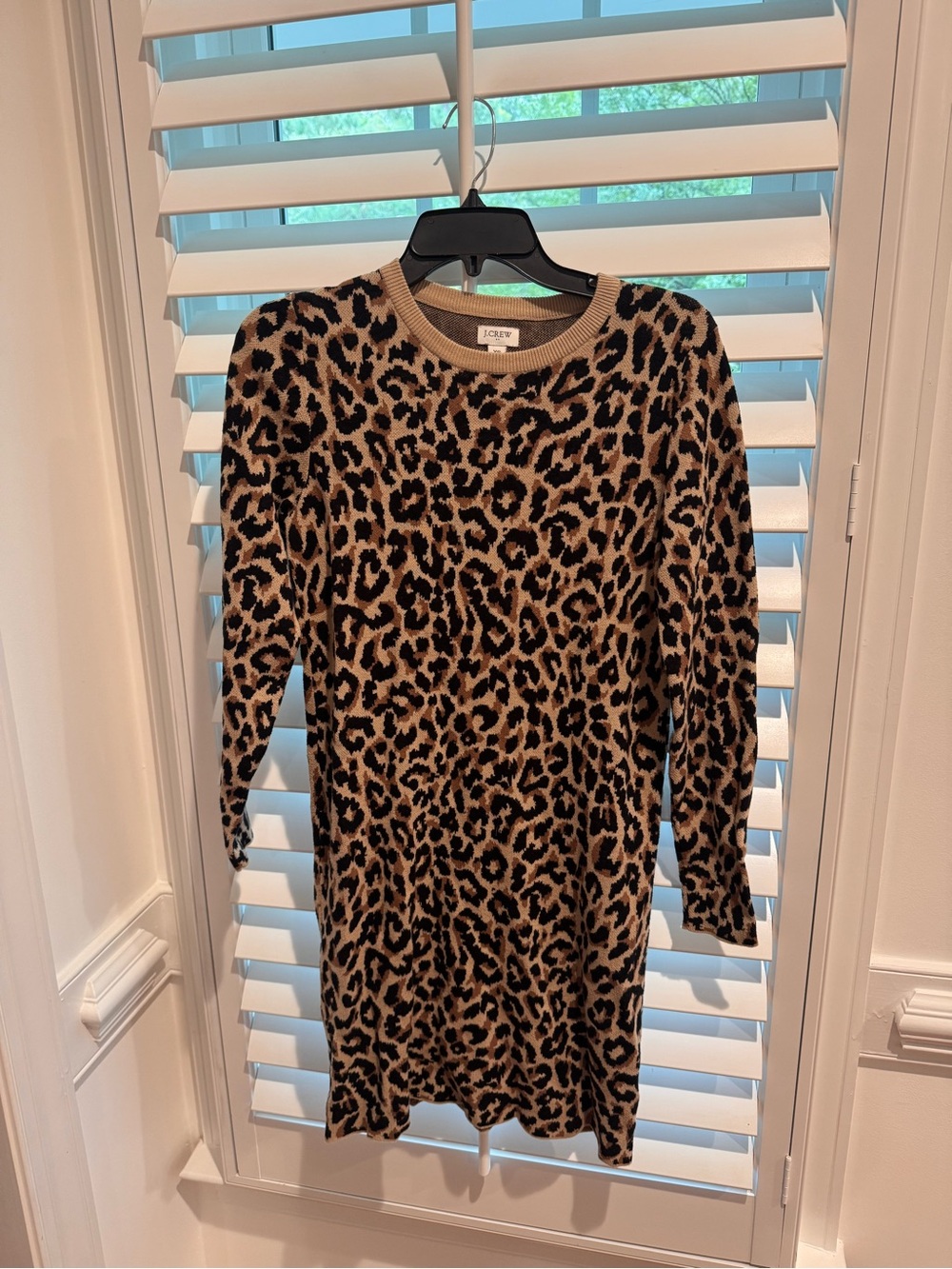 J. Crew Leopard Print Long Sleeve Knit Dress - Tan and Black - XS